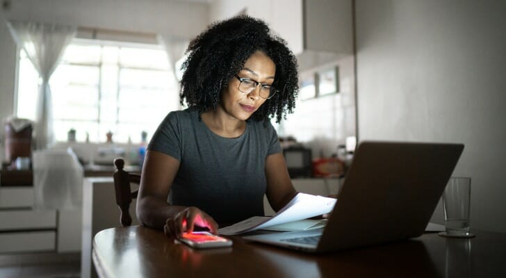 Woman doing her taxes