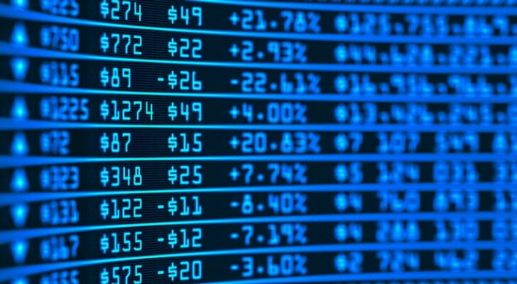 Digital stock price chart.