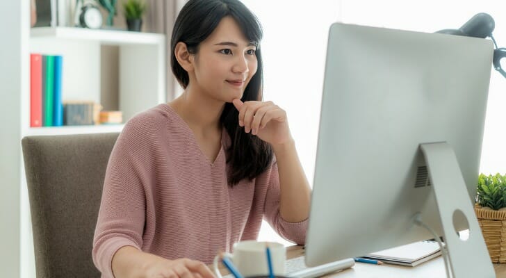 An investor using a computer.