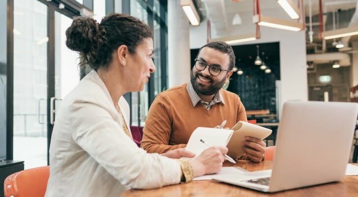 Female financial advisor and client