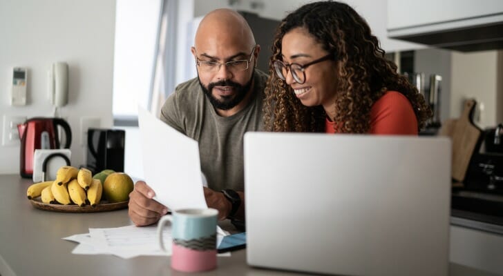 Couple handling their family finances together