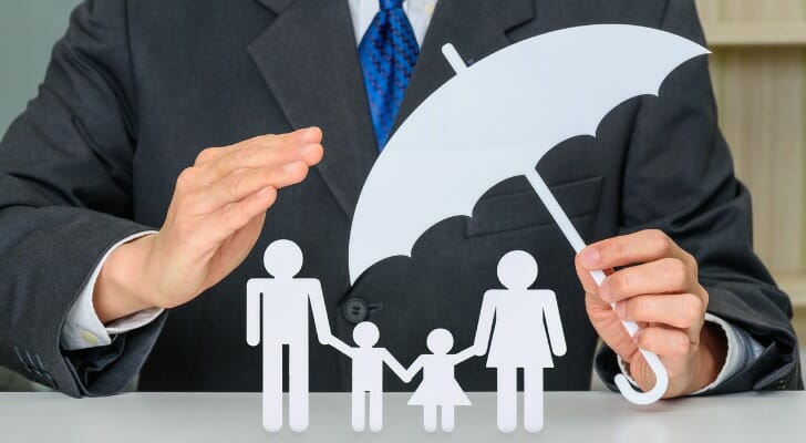 Umbrella protecting a nuclear family