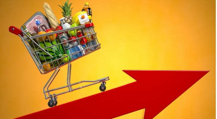 Full grocery chart going up a rising arrow