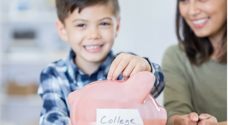 Boy and his piggy bank