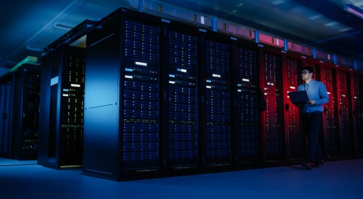 Man in a data center