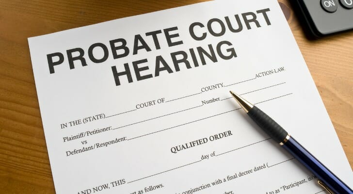Probate court hearing documents.