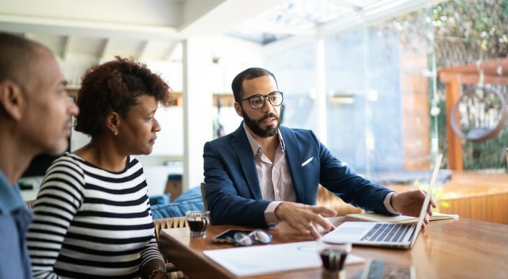 Financial advisor with client