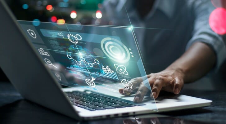 Data scientist at work on his PC