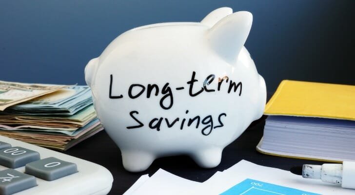 "Long-term savings" piggy bank