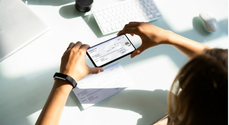 Remote check depositing with a cell phone.