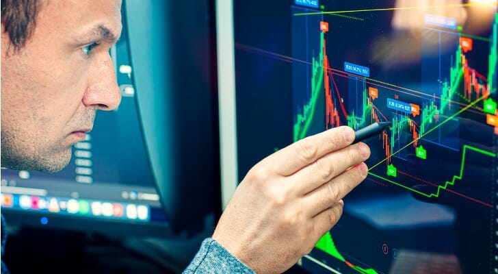 Investor analyzes a stock price chart