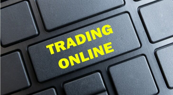 A key on a keyboard that reads "trading online."