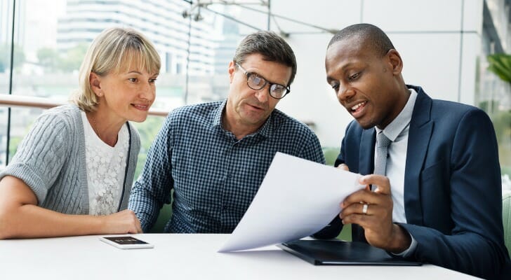 Financial advisor with clients