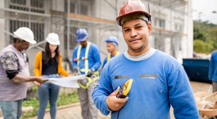 An electrician on the job