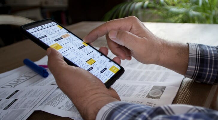 A man using his smartphone.