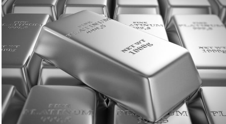 Black and white photo of platinum bars.