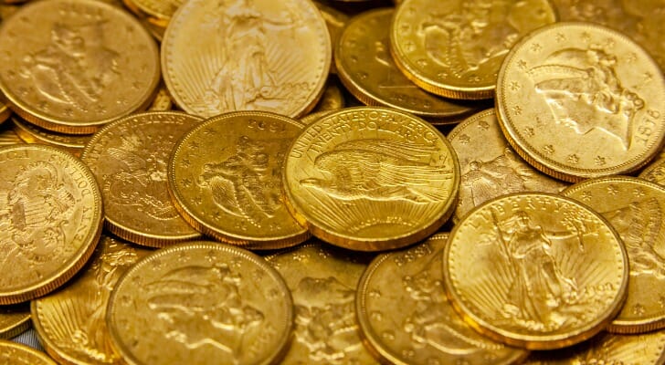 A pile of gold coins.