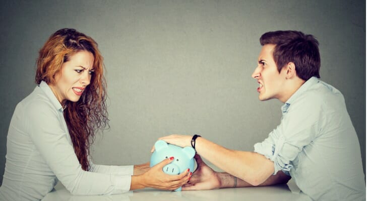 A divorced couple fighting over assets.