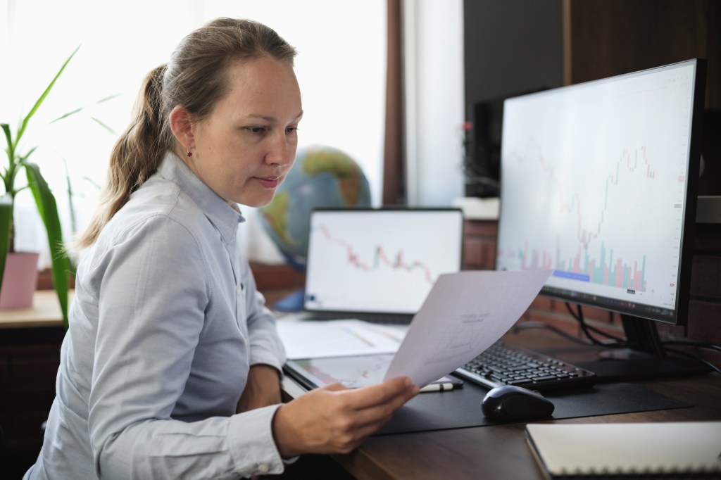 An investor reviews her portfolio.