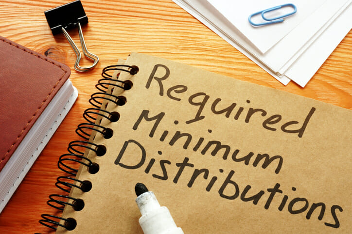 A notebook labeled "required minimum distributions."