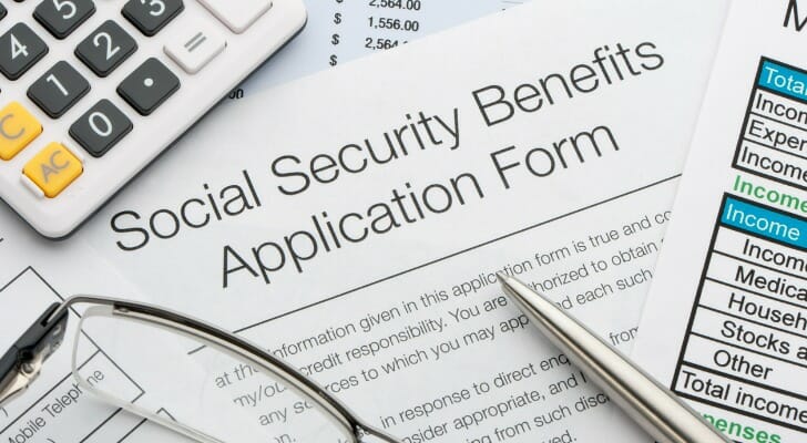 Closeup of a Social Security Benefits Application Form.