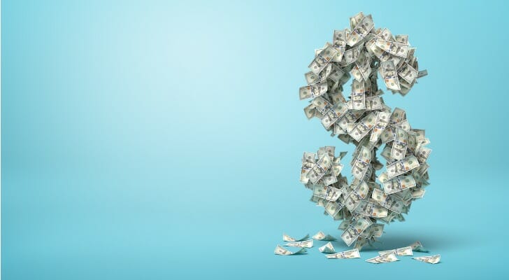 Dollar sign made of $100 bills.