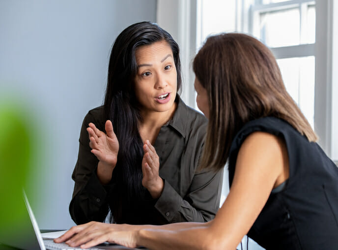 A financial advisor working with a client.