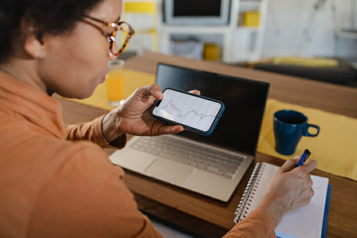 An investor checking their investment performance.