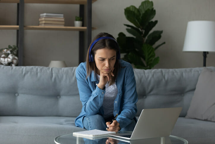 A woman setting up an online banking account.