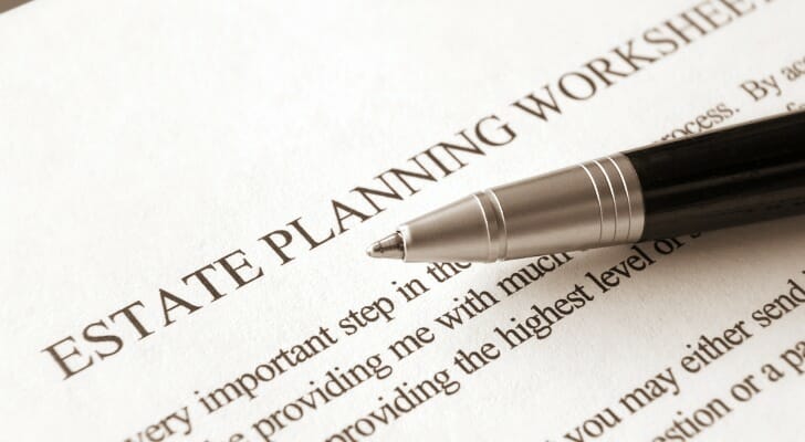 Closeup of an estate planning worksheet.