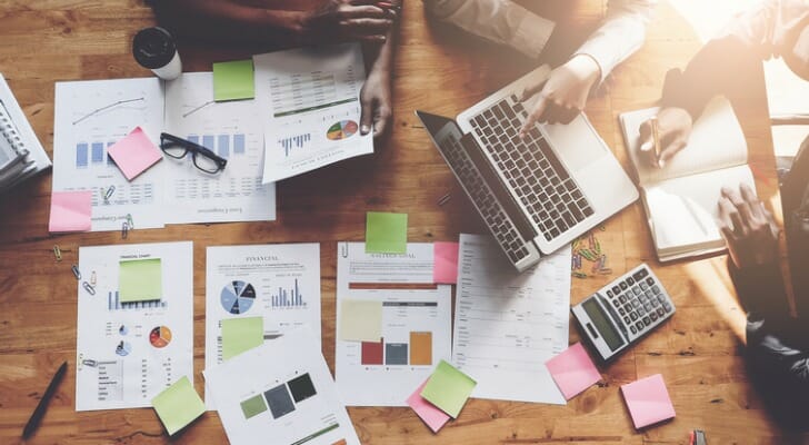 People working on a budget