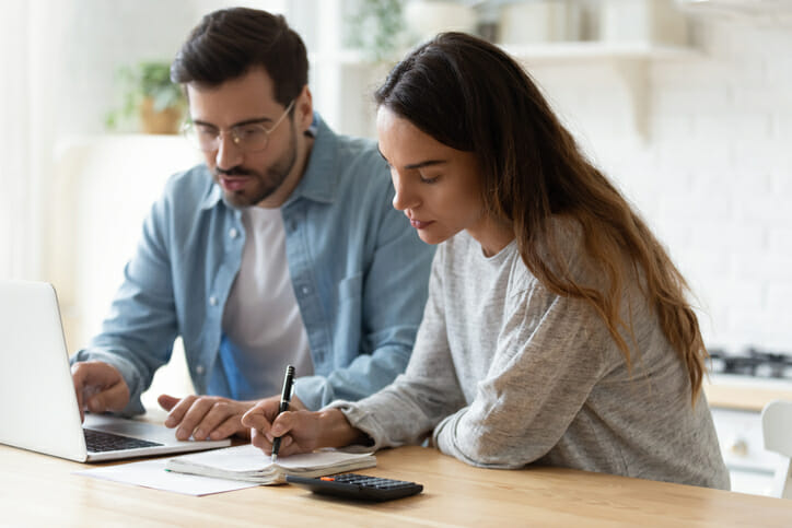 A couple reviewing their finances.