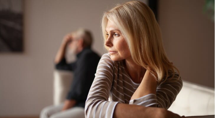 A couple discuss marriage dissolution vs. divorce.