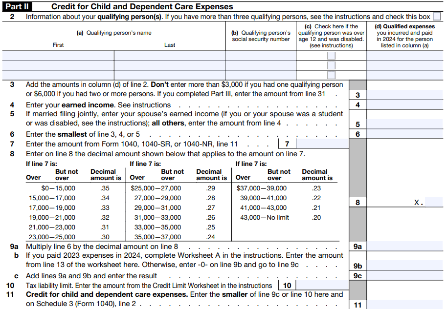 Form 2441 Part II