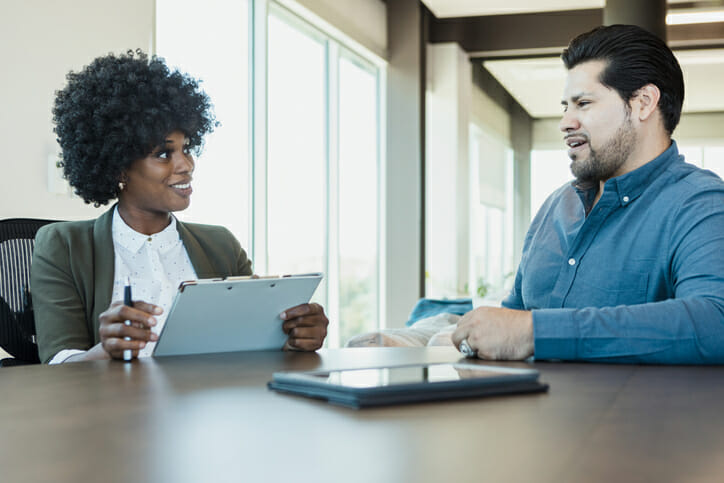 A financial advisor working with a new client.