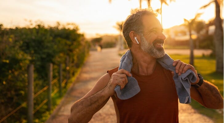 A man enjoying retirement, having retired at 45 with $5 million.