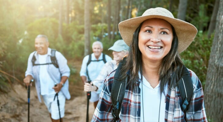 A family hiking in retirement.
