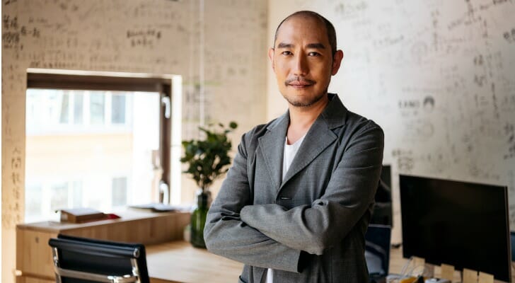 A tax expert waiting to meet a client.