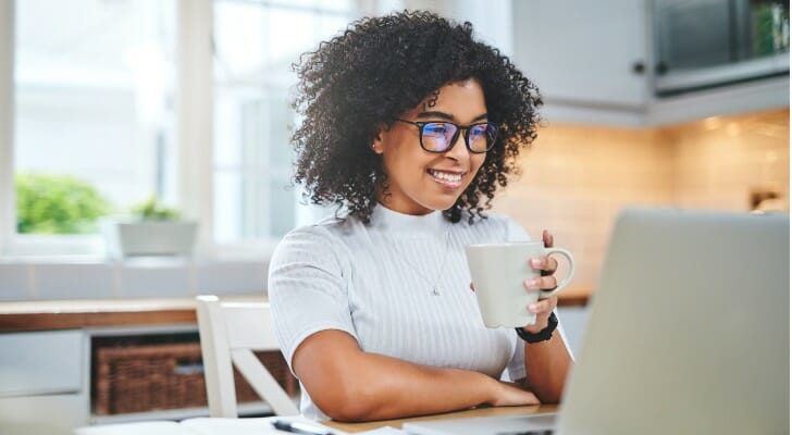 A woman working on her retirement plan.