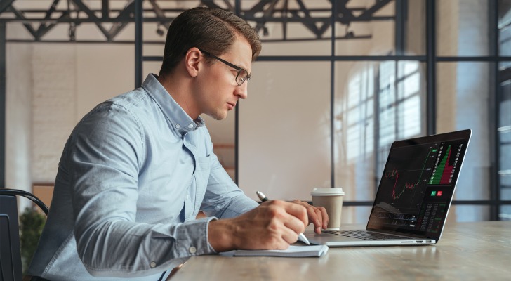 A financial advisor working on investments