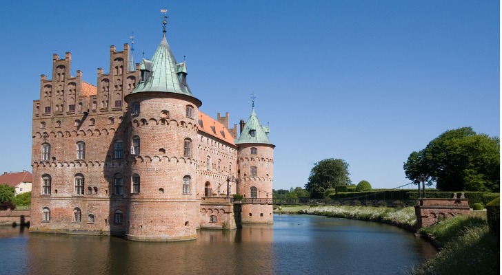 A castle in Denmark is surrounded by a moat. Morningstar says economic moats are important components of defensive stocks.