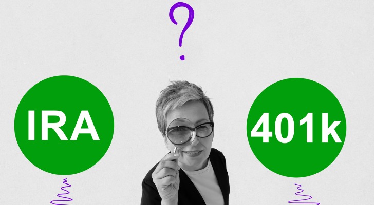 Older woman holding a magnifying glass