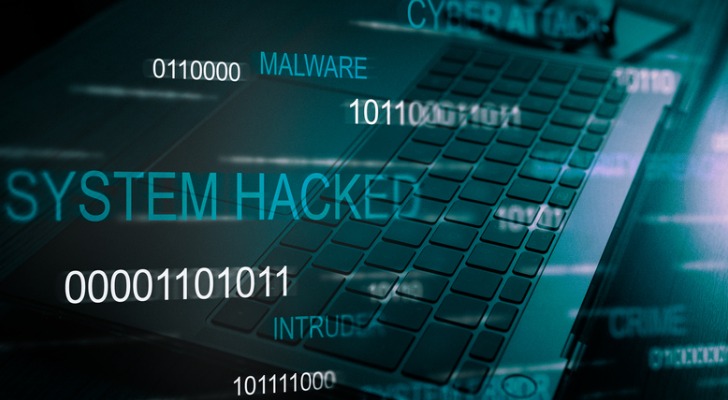 "SYSTEM HACKED" logo