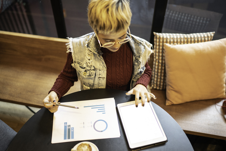 Investor checking her portfolio's performance