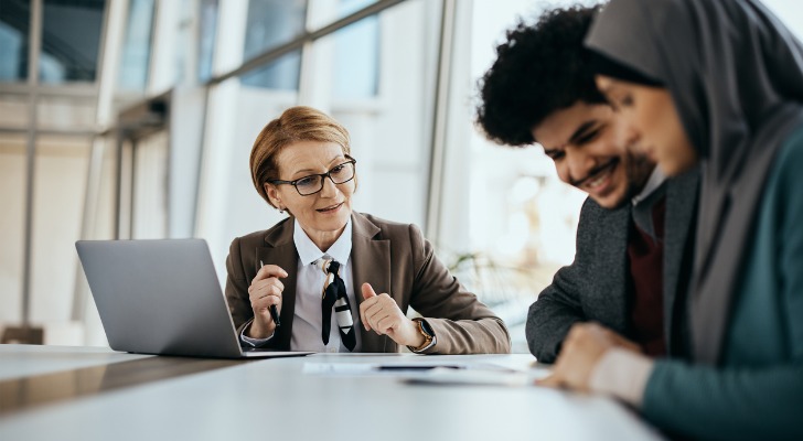 Low income family working with a financial advisor