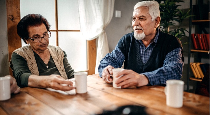 A couple talking about running out of money during retirement