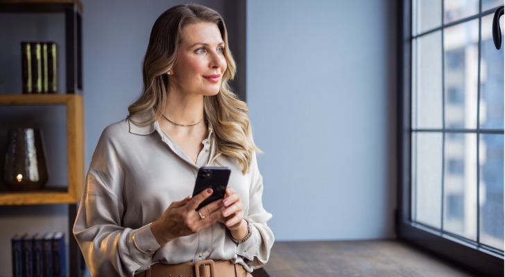 A woman looking at intangible asset value