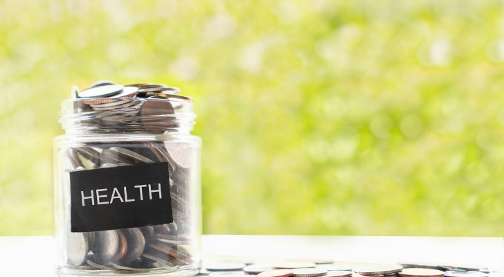 Healthcare savings in a glass jar