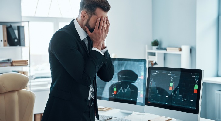 A man panicking when his 401(k) drops.