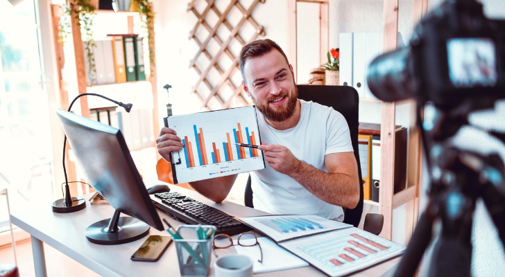 A financial advisor sharing educational content via video to engage clients.